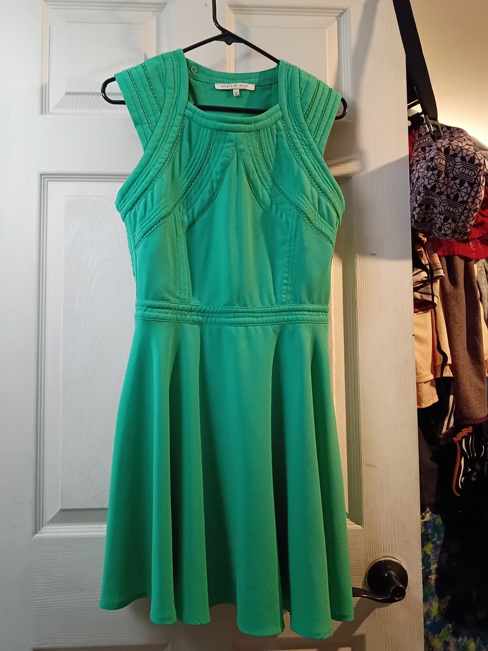 Green Fit-and-Flare Dress By English Rose sleeveless dress Size Large